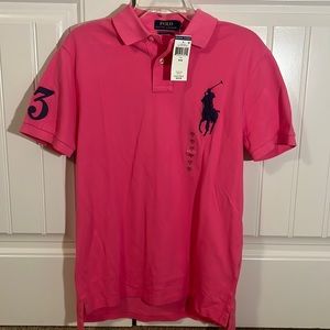 NWT Polo Ralph Lauren Pink Big Pony Shirt Custom Slim Fit Medium